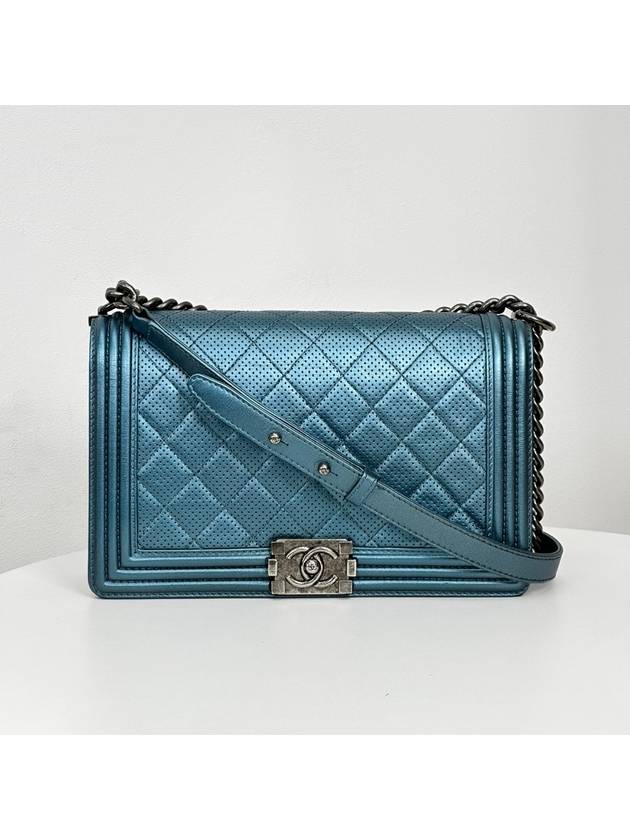 20th Blue Metallic Large Boy Bag 3VCHB24051 - CHANEL - BALAAN 1