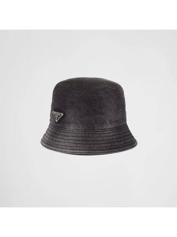 Denim Bucket Hat Grey - PRADA - BALAAN 1