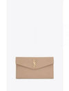 Uptown Grain de Poudre Embossed Leather Clutch Bag Dark Beige - SAINT LAURENT - BALAAN 2