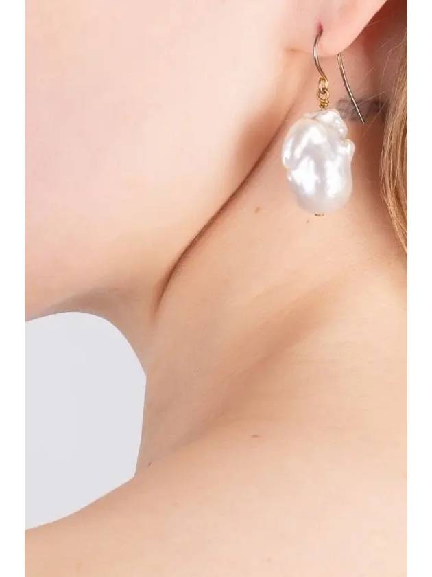 Pearl Detail Drop Earrings White Gold - JIL SANDER - BALAAN 3