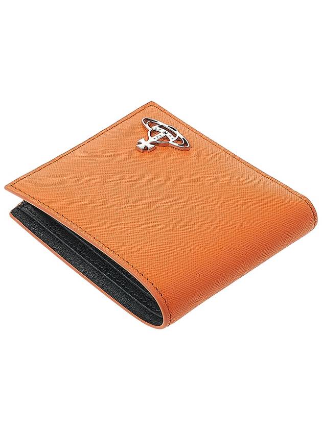 Saffiano Logo Leather Half Wallet Orange - VIVIENNE WESTWOOD - BALAAN 5