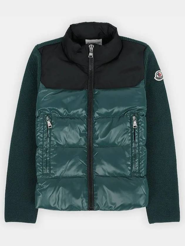 Kids High Neck Knit Mix Zip up Jacket Green 9B00007 M1131 870 8 10A - MONCLER - BALAAN 2