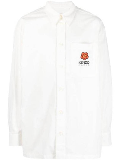 Boke Flower Embroidered Button Long Sleeve Shirt White - KENZO - BALAAN 2