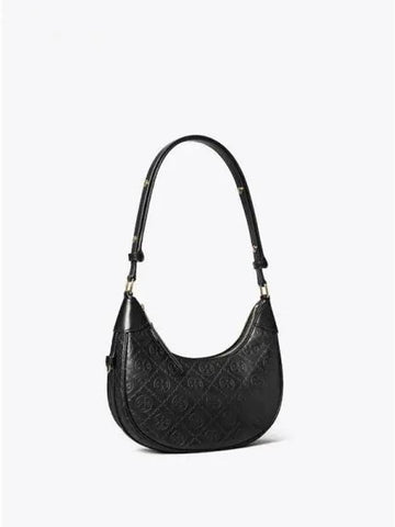 Monogram Leather Croissant Half Moon Bag Black Domestic Product GM0024080695806 - TORY BURCH - BALAAN 1