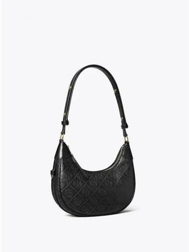 Monogram Leather Croissant Half Moon Bag Black Domestic Product GM0024080695806 - TORY BURCH - BALAAN 1