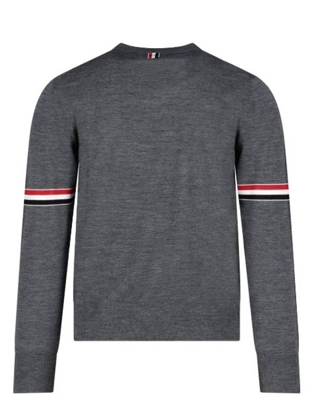 Merino Striped Crew Neck Knit Top Grey - THOM BROWNE - BALAAN 3