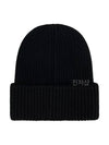 Logo Patch Cashmere Wool Beanie Black - MONCLER - BALAAN 3