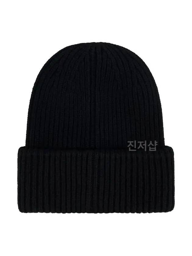 Logo Patch Cashmere Wool Beanie Black - MONCLER - BALAAN 4