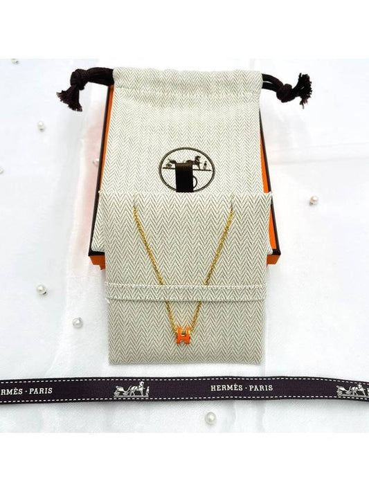 Mini Pop Ache Necklace Yellow Gold Orange H147992F - HERMES - BALAAN 1