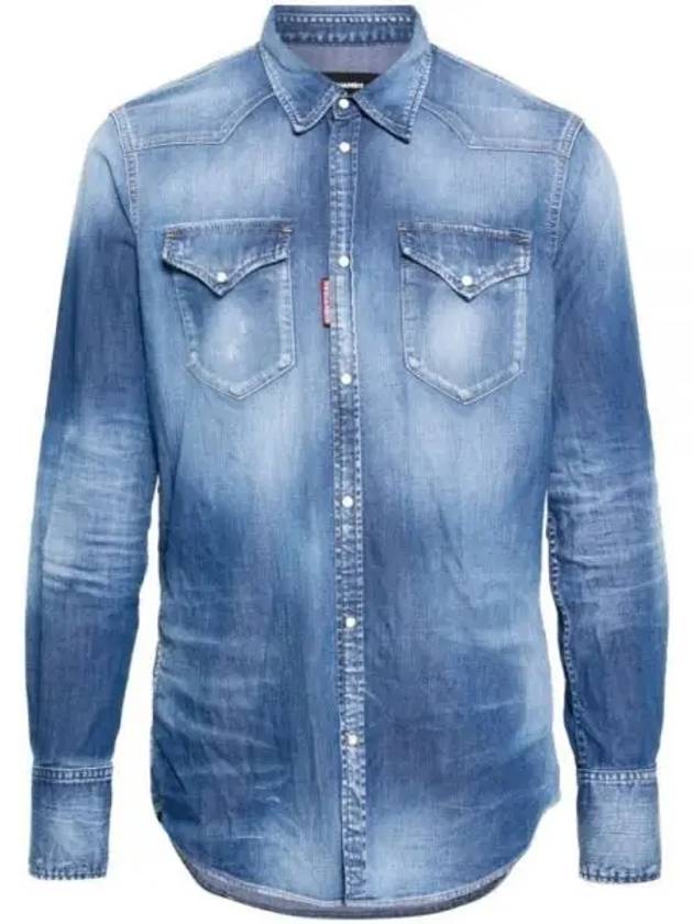 Denim Long Sleeve Shirt Blue - DSQUARED2 - BALAAN 2