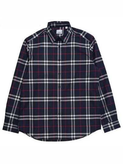 Men's Vintage Check Long Sleeve Shirt Navy - BURBERRY - BALAAN 2