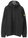 Brushed Cotton Fleece Garment Dyed Hooded Zip Up Black - STONE ISLAND - BALAAN 2