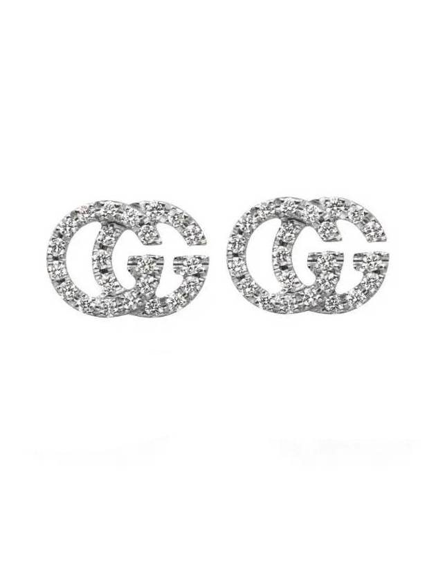 Running G Diamond Stud Earrings Silver - GUCCI - BALAAN 1