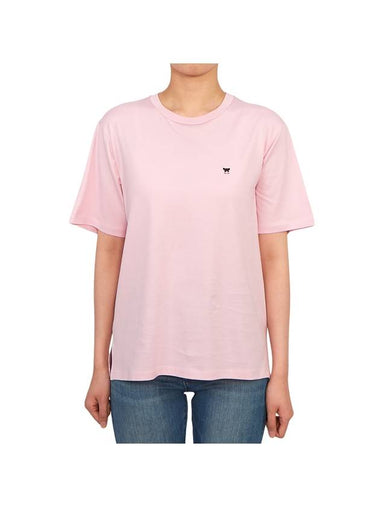 Deodara Side Slit Cotton Short Sleeve T-shirt Pink - MAX MARA - BALAAN 1