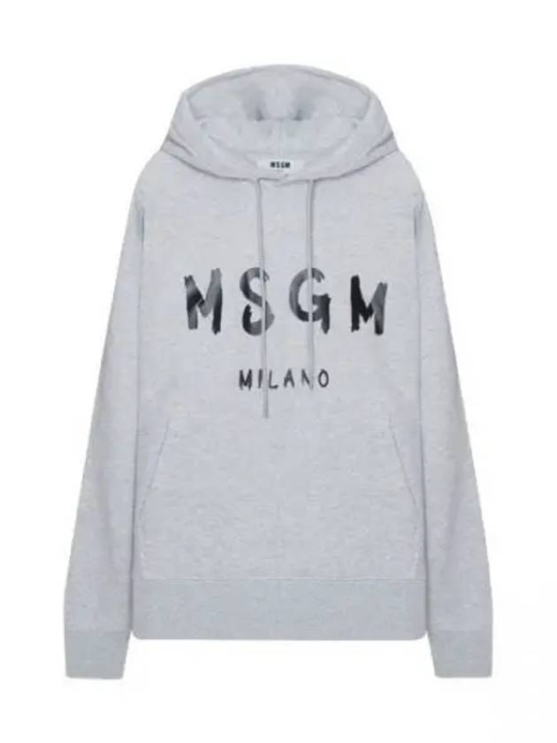 Brushed Logo Cotton Hoodie Light Grey - MSGM - BALAAN 1