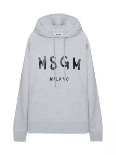 Brushed Logo Cotton Hoodie Light Grey - MSGM - BALAAN 1