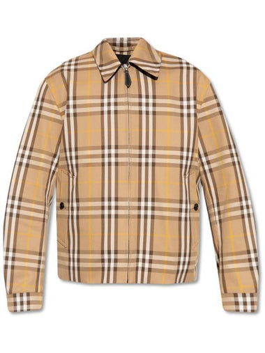 Check Print Reversible Zip-Up Jacket Truffle Beige - BURBERRY - BALAAN 1