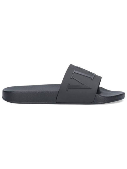 V Logo Slippers Black - VALENTINO - BALAAN 2