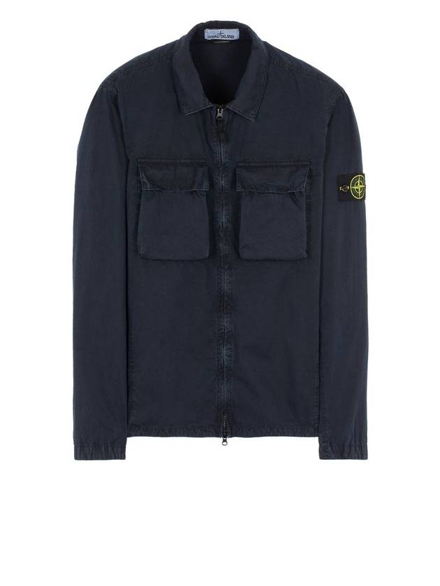 Front Pocket Wappen Patch Overshirt Zip-Up Jacket Navy - STONE ISLAND - BALAAN 1