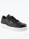 Triangle Logo Leather Low Top Sneakers Black - PRADA - BALAAN 2