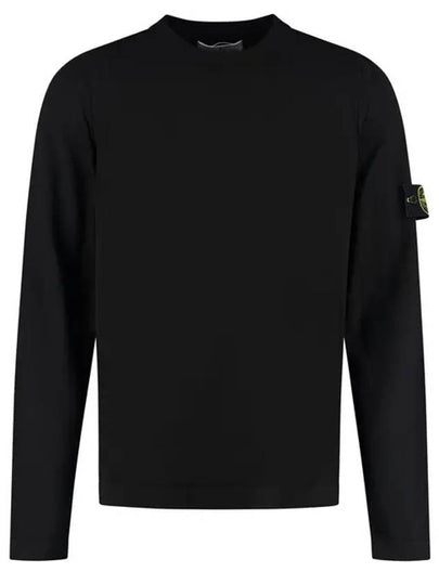 Logo Patch Crewneck Knit Top Black - STONE ISLAND - BALAAN 2