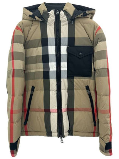 Check Reversible Hooded Padding Beige - BURBERRY - BALAAN 2