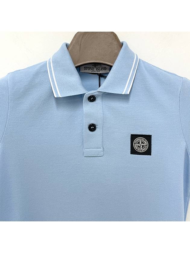 Kids Logo Patch Polo Shirt Light Blue - STONE ISLAND - BALAAN 4