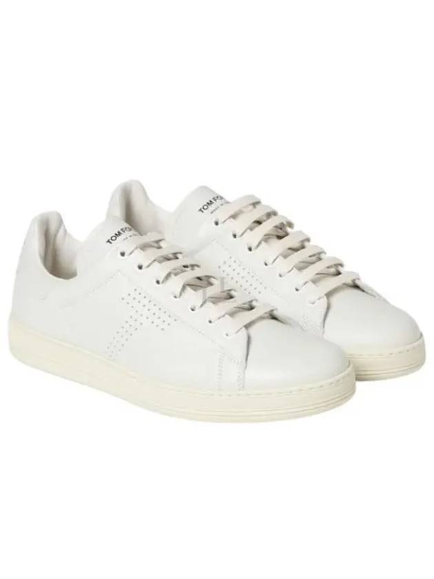 Men's Leather Low Top Sneakers White - TOM FORD - BALAAN 2