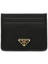 Triangle Logo Saffiano Leather Card Wallet Black - PRADA - BALAAN 2