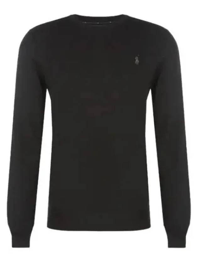 Logo Crew Neck Wool Knit Top Black - POLO RALPH LAUREN - BALAAN 2