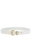 Monogram Buckle Leather Belt White - SAINT LAURENT - BALAAN 2