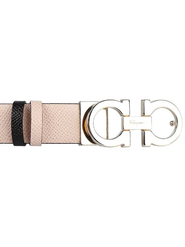 Salvatore Double Gancini Reversible Belt Beige - SALVATORE FERRAGAMO - BALAAN.