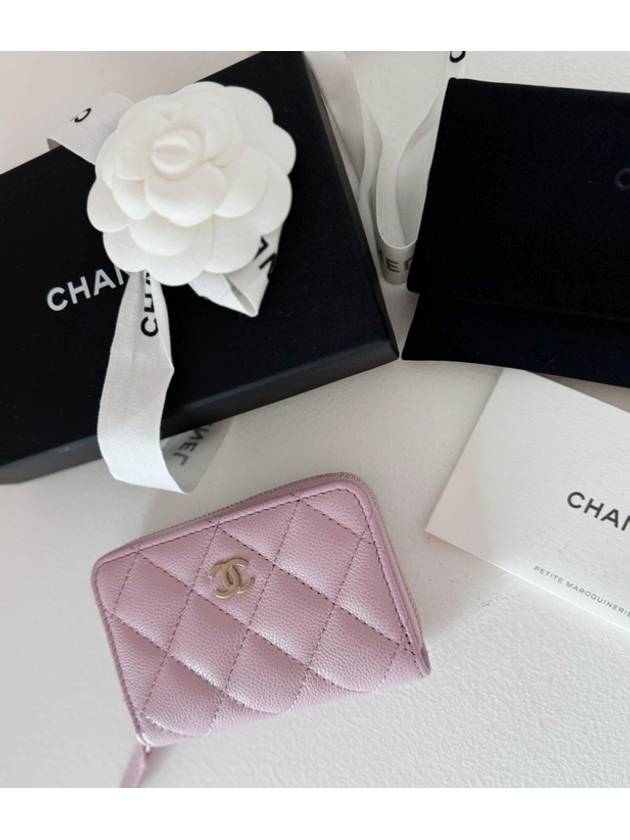 caviar leather card wallet baby pink color zipper AP0214 - CHANEL - BALAAN 3