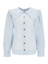 Poplin Frill Collar Shirt Blouse Heather - GANNI - BALAAN 2