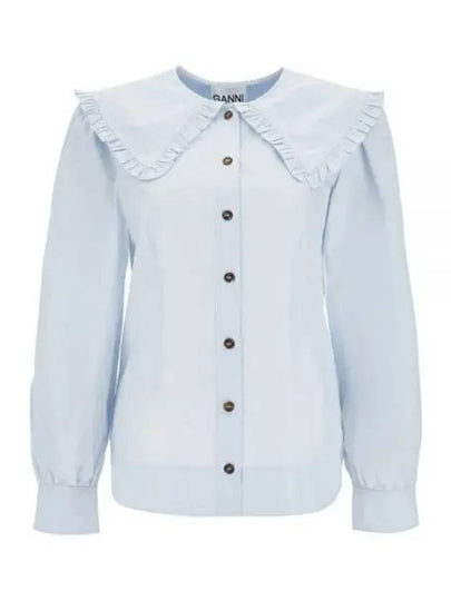 Poplin Frill Collar Shirt Blouse Heather - GANNI - BALAAN 2