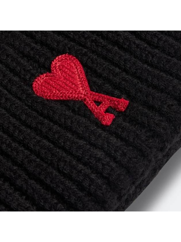 Heart Logo Wool Beanie Black - AMI - BALAAN 3