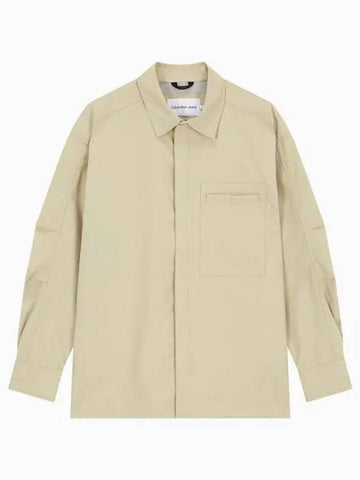 Jeans Utility Zip-Up Long Sleeve Shirt Pale Khaki - CALVIN KLEIN - BALAAN 1