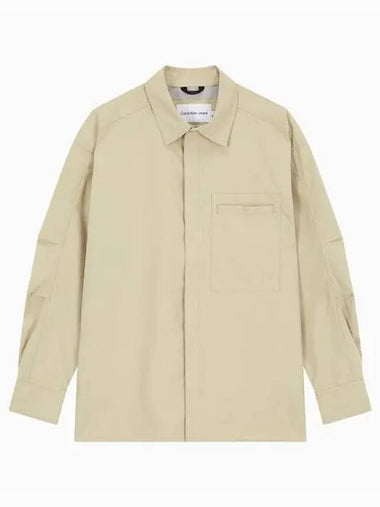 JEANS Men s Beige Utility Functional Zip up Shirt J325879 RAE - CALVIN KLEIN - BALAAN 1