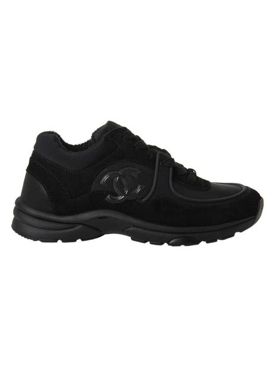 Cruz CC Logo Suede Low Top Sneakers Black - CHANEL - BALAAN.