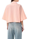 Cropped Cotton Piquet Polo Shirt Pink - BOTTEGA VENETA - BALAAN 3