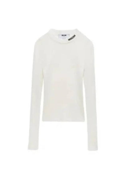 Stretch Ribbed Viscose Knit Top White - MSGM - BALAAN 2