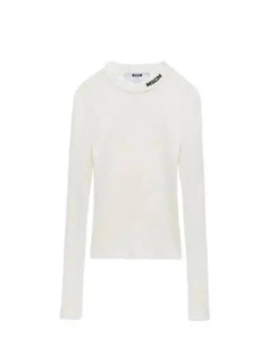 Stretch Ribbed Viscose Knit Top White - MSGM - BALAAN 1