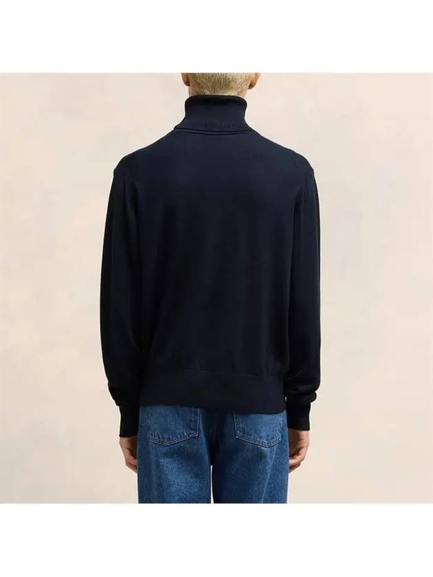 Heart Logo Wool Turtleneck Navy - AMI - BALAAN 4