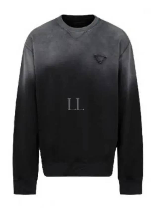 Oversized Garment-Dyed Cotton Sweatshirt Black - PRADA - BALAAN 2