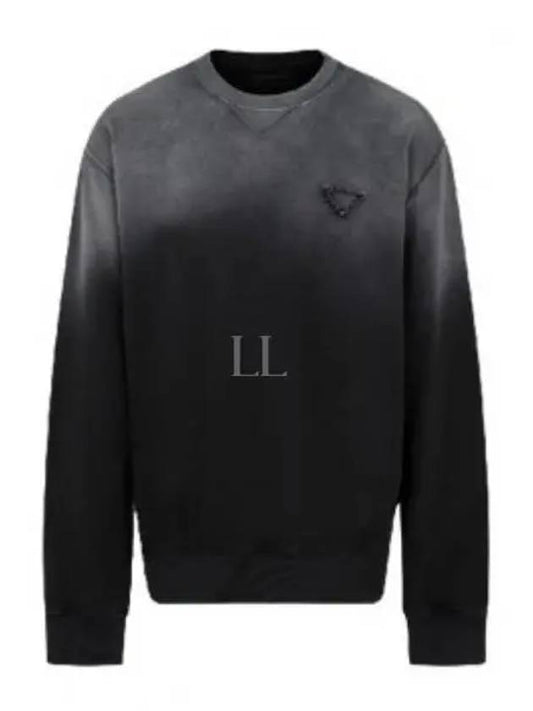 Oversized Garment-Dyed Cotton Sweatshirt Black - PRADA - BALAAN 2