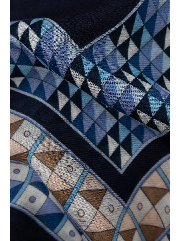 FERRAGAMO Cashmere Scarf With Print, Women's, Navy Blue - SALVATORE FERRAGAMO - BALAAN 4