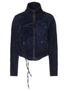 Fitted velvet denim high neck jacket - OTTOLINGER - BALAAN 1