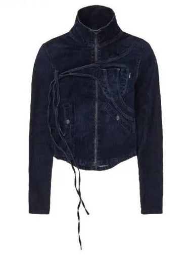 Fitted velvet denim high neck jacket - OTTOLINGER - BALAAN 1