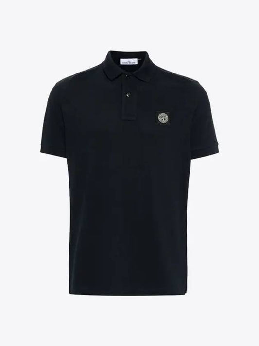 Pique Stretch Cotton Short Sleeve Polo Shirt Black - STONE ISLAND - BALAAN 2