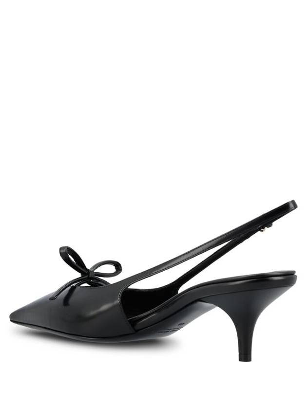 Bow Detail Leather Slingback Heels Black - MIU MIU - BALAAN 5